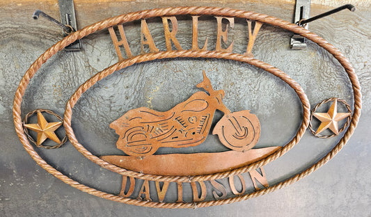 Rustic Harley Davidson with Motorcycle Oval