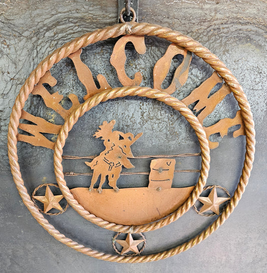 Rustic Welcome with Barrel Racer Wheel