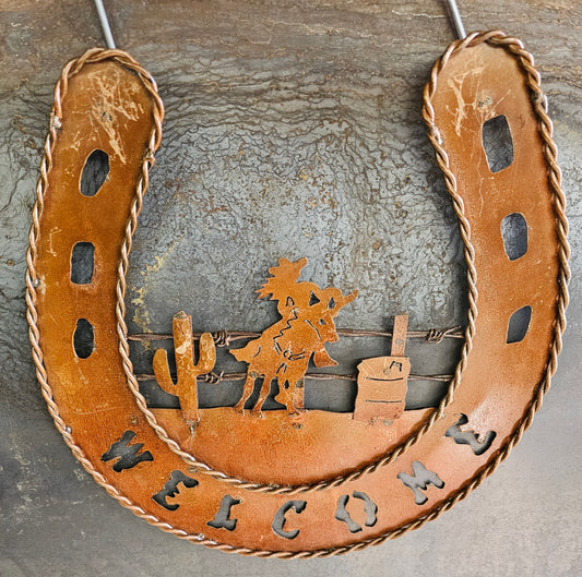 Rustic Welcome with Barrel Racer Horseshoe